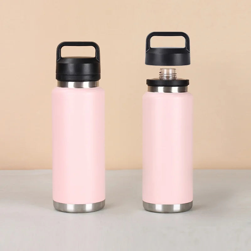 18/26/36oz 304 Stainless Steel Vacuum Flask, Large Capacity Insulated Water Bottle with Handle Lid 1pcs