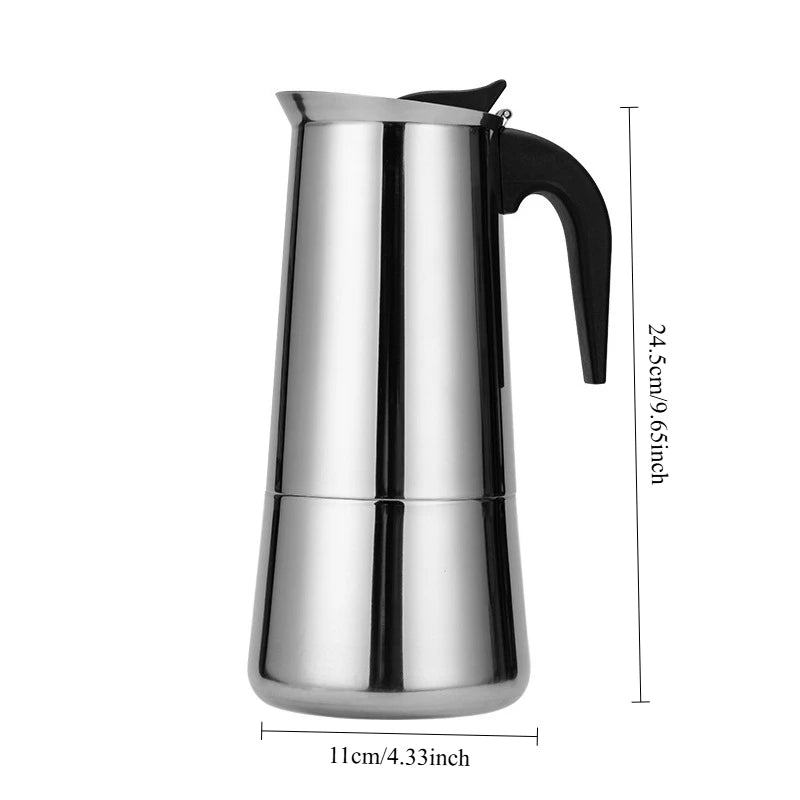 Coffee Pot Stainless Steel Moka Pot Italian Coffee Maker 9 Cup 15 OZ Stovetop Espresso Maker for Gas or Electric Ceramic Stove