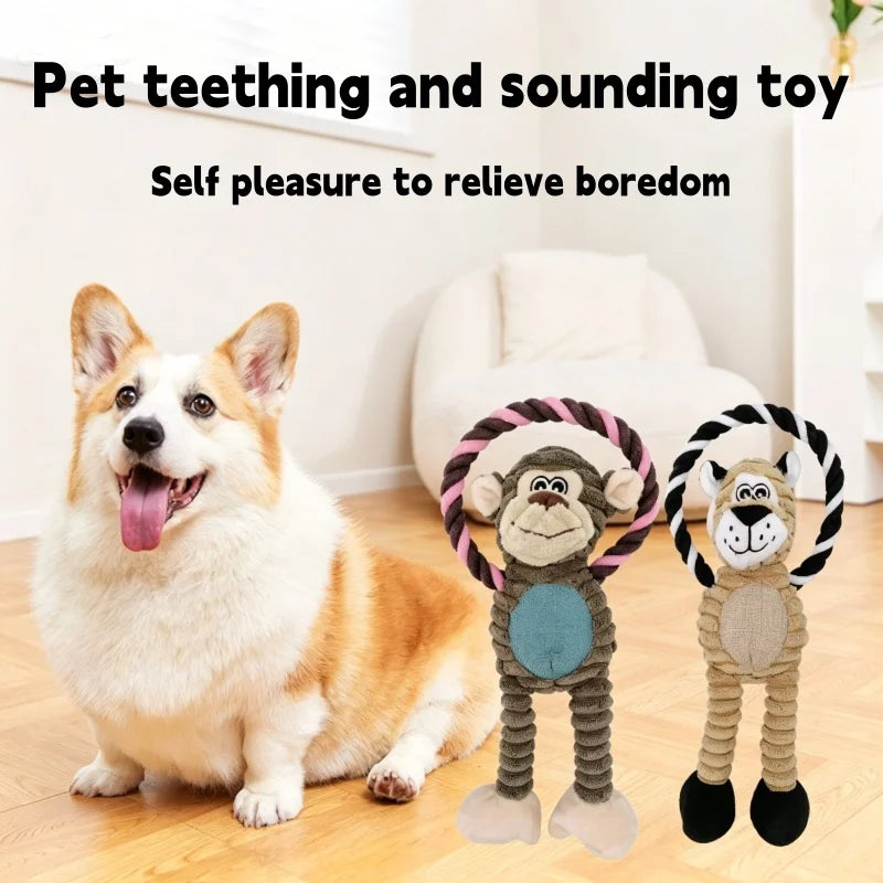 Plush Bone Dog Squeaky Toy Puppy Teething Molar Chew Toy Squeaker Interactive Training Play Toy Pet Daily Care Accessories