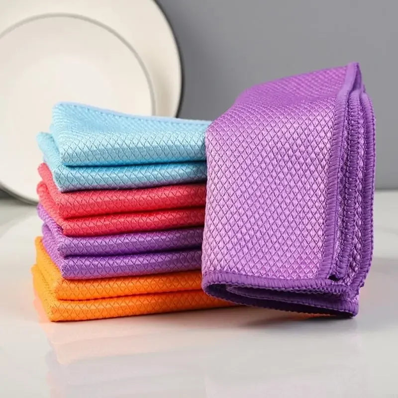 Multipurpose Wire Cloth Microfiber Fish Scales Cleaning Cloth 10Pcs for Shines On Glassware and Steel B95B