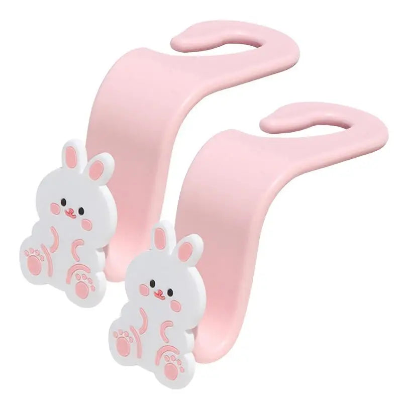 2PCS Car Back Seat Headrest Hooks for Purses & Bag Headrest Hanger Vehicle Cute Bear Bunny Storage Hook Universal Organizer