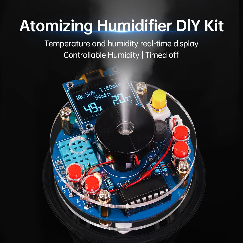 USB Humidifier Mist Electronic Diy Kit Oled Display Temperature And Humidity Spray Circuit Board Manufacturing Welding Practice
