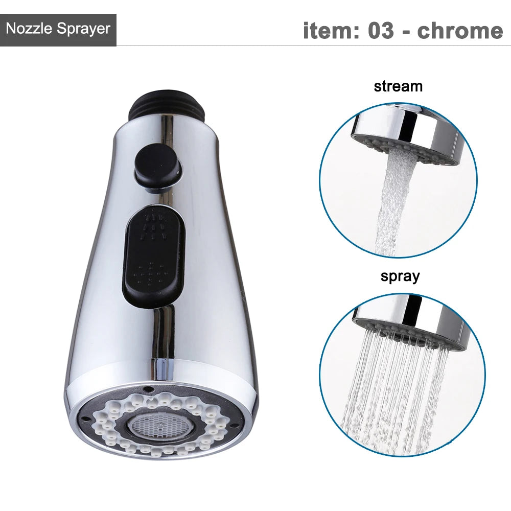 Kitchen Faucet Head Replacement Parts ABS Gold Black Nickle Chrome Tap Pull-out Shower Sprayer Nozzle Faucet Spouts Accessory