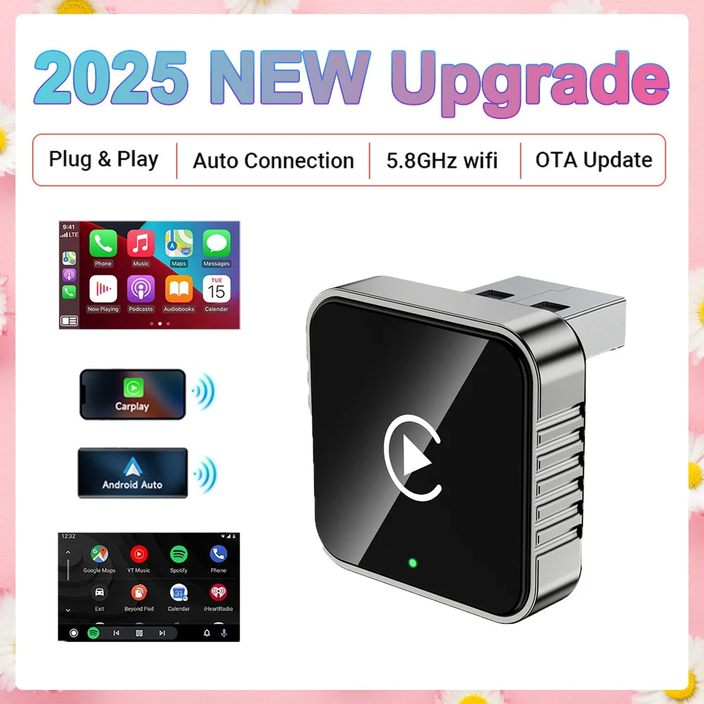 2025 New Upgrade CarPlay Box Stable Wireless Smart Connection Instant Pairing Drive Smarter Plug&Play Wired to Wireless Mini Box