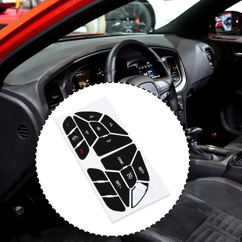 Steering Wheel Button Repair Sticker,Control Switch Decoration Decal,Interior Accessories Suitable For Dodge Charger 2016-2022.