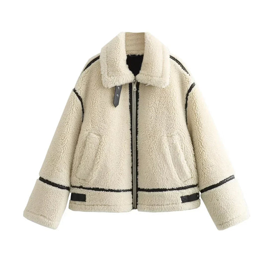 Stylish Faux Fur Motorcycle Jacket