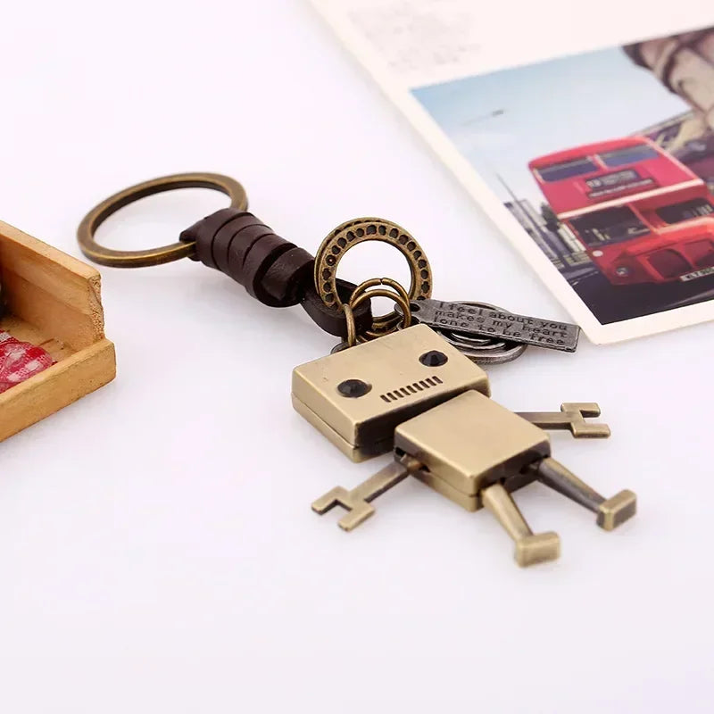 1pc Men Children Keyrings Cute Alloy Robot Keychain Creative Jewelry Keyrings Car Key Chains kids Adults Birthday Present 2025