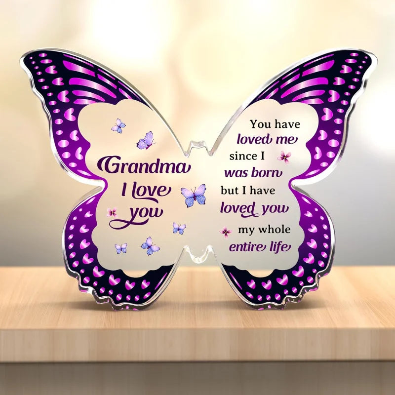 Grandma Nana Gift Idea: Butterfly-Shaped Acrylic Plaque