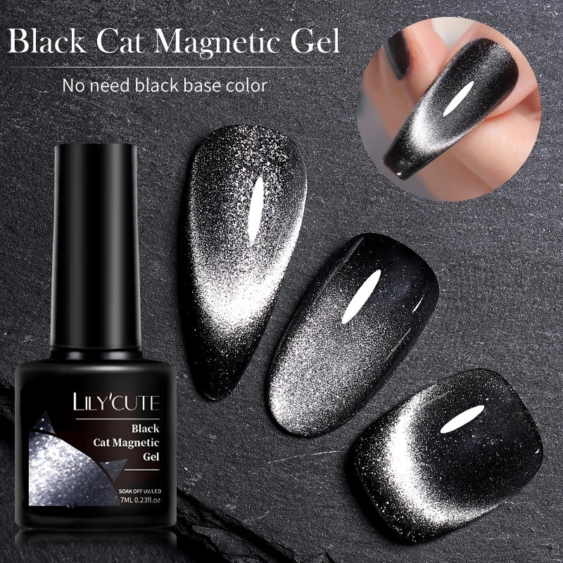 LILYCUTE 7ml 9D Cat Magnetic Gel Nail Polish Iridescent Magnet Semi