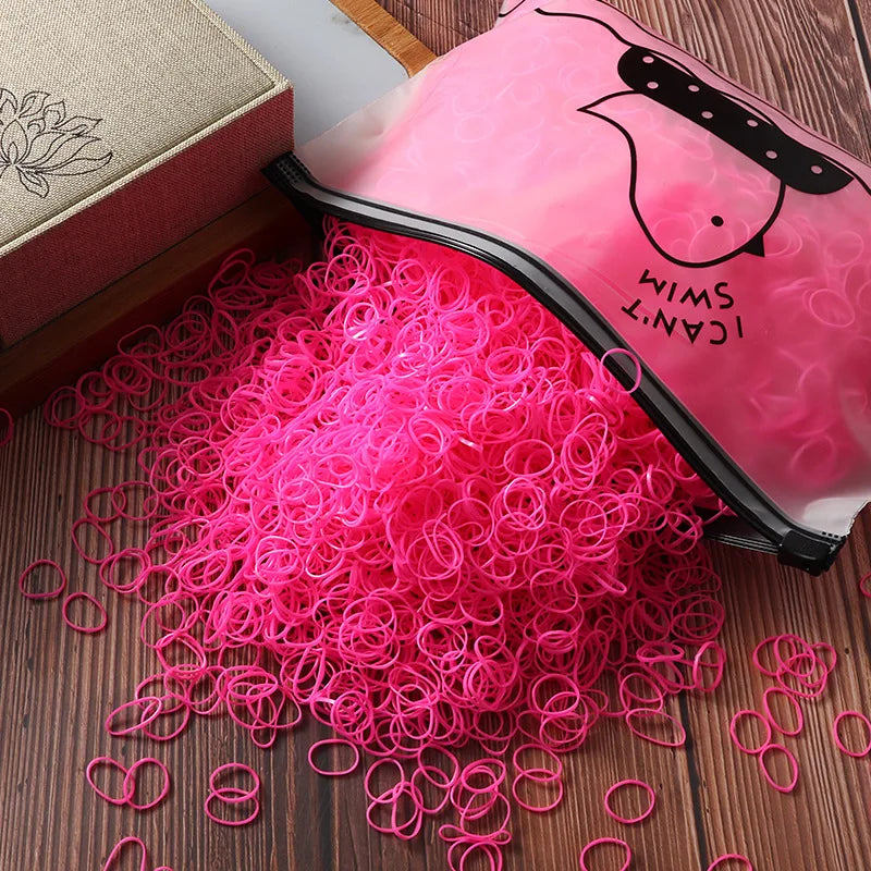 1000/2000pcs Girls Colorful Disposable Rubber Elastic Hair Band Ties Children Ponytail Holder Bands Kid Hair Accessories Leagues