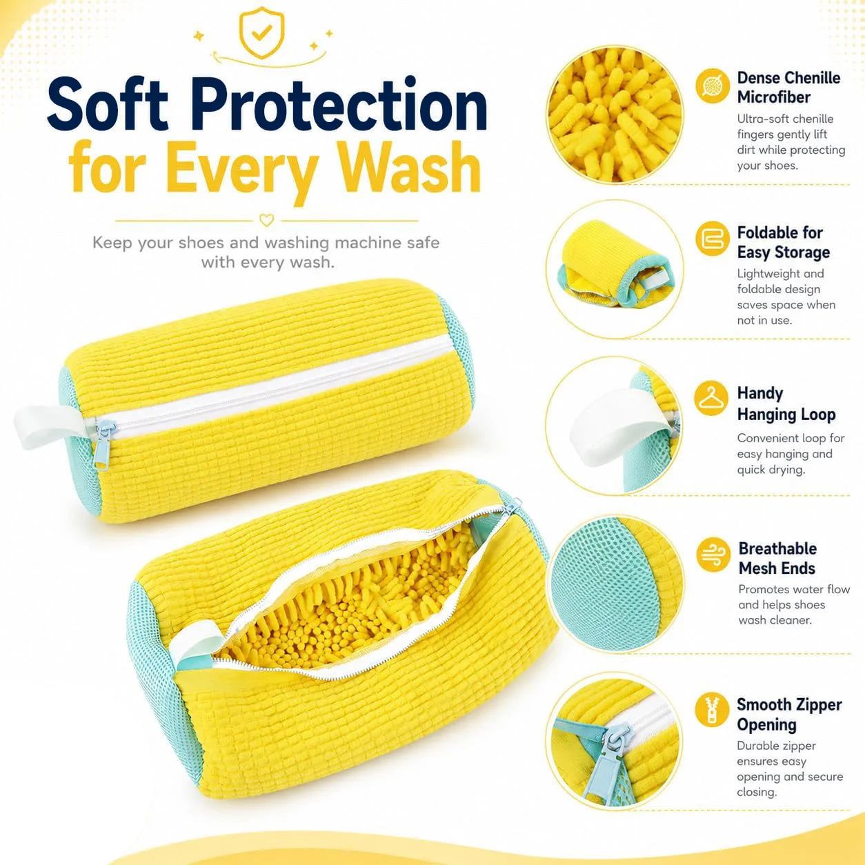 Shoe Washing Machine Bag, Laundry Bags for Washer & Dryer Deep Cleaning Machine for All Shoes Type Shoe Cleaning Bag with Zipper