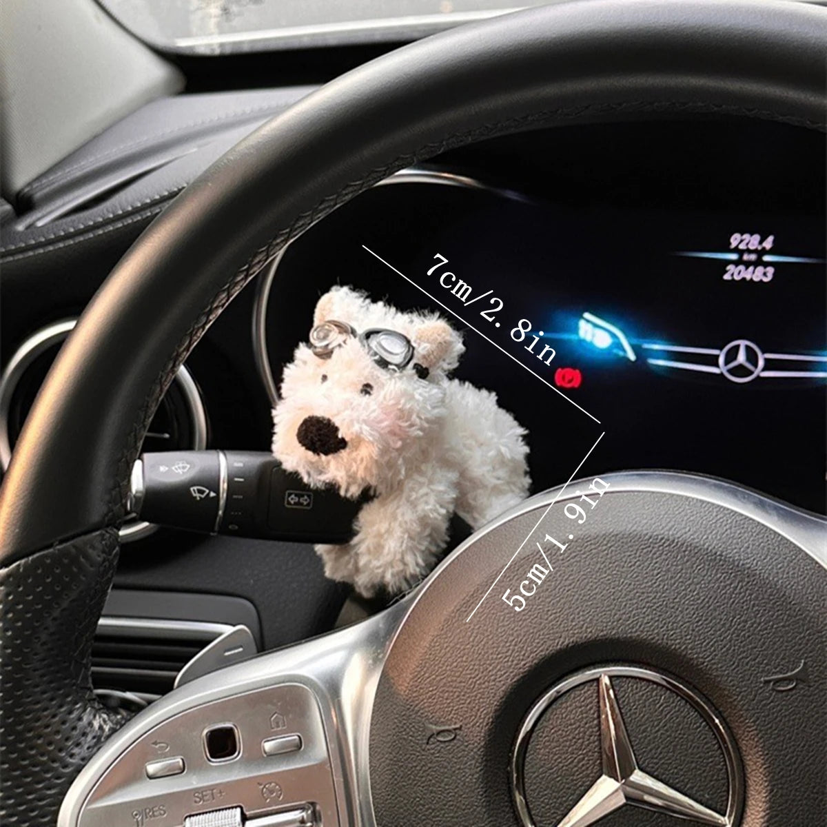 Plush Doll Puppy Car Interior Cute Bow Dog Steering Column Turn Signal Wiper Rod Decorative Accessories for Tesla Benz