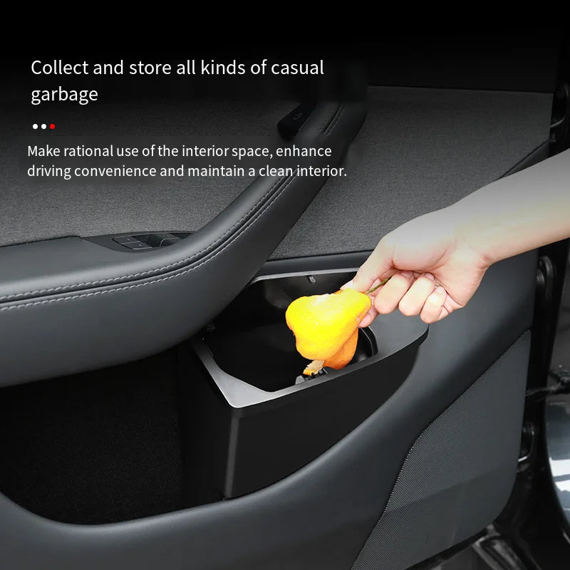Suitable for Tesla Model Y Juniper door storage box multifunctional storage box car front door storage trash can