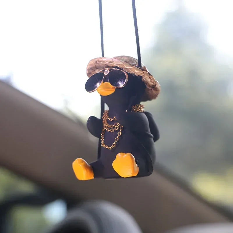 Car Pendant Cute Anime Little Duck Swing Auto Rearview Mirror Hanging Ornaments Interior Decoraction Accessories for Girls Gifts