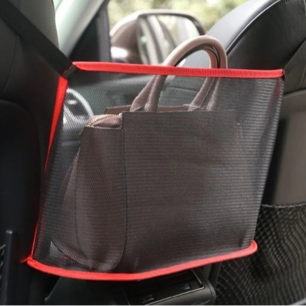 Large Capacity Car Seat Mesh Bag Convenient Hanging Mesh Storage Net Pocket Adjustable Spacious Handbag Purse Organizer Auto