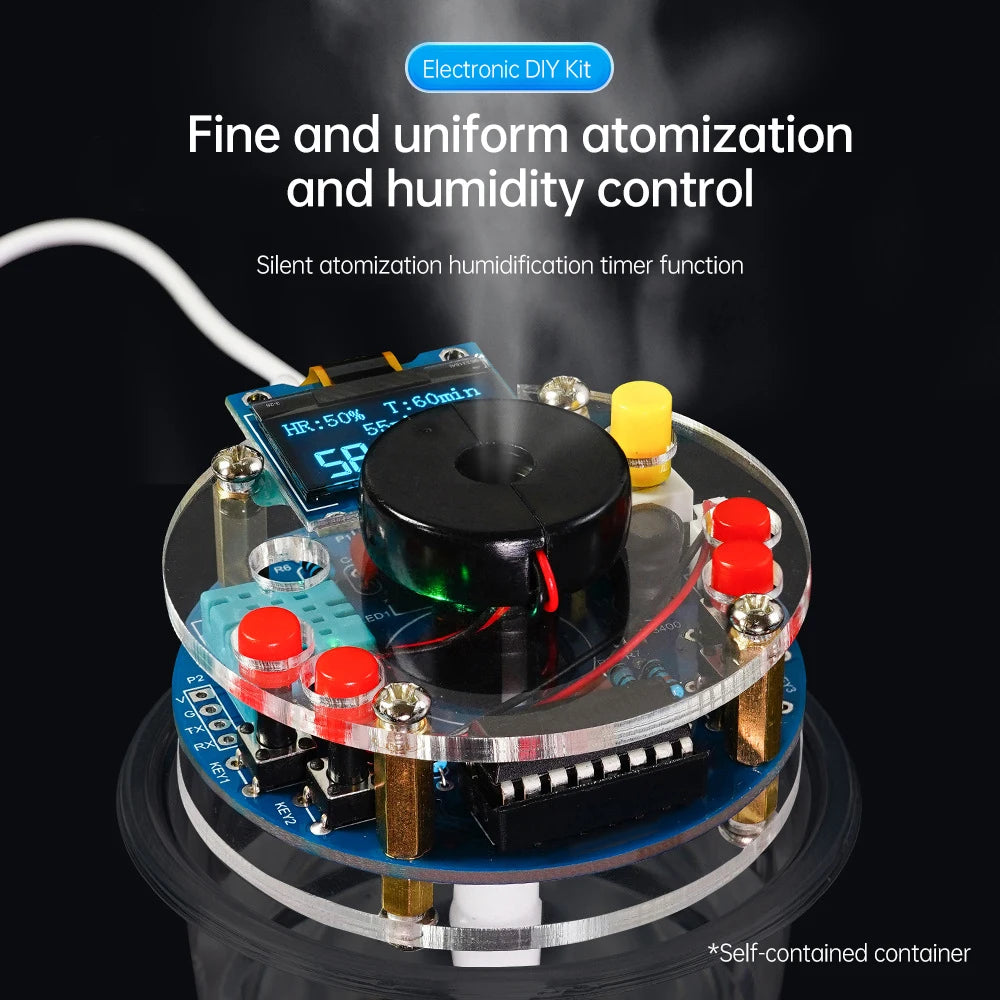 USB Humidifier Mist Electronic Diy Kit Oled Display Temperature And Humidity Spray Circuit Board Manufacturing Welding Practice