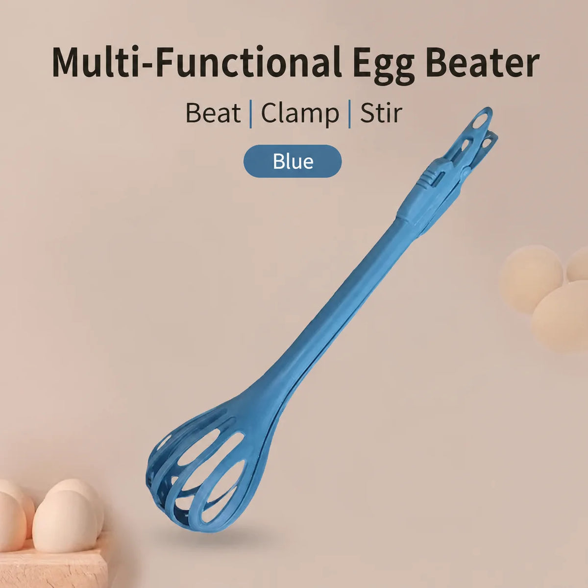 3 in 1 Multifunctional Egg Beater Whisk, Manual Baking Tool with Food Clip and Noodle Clip