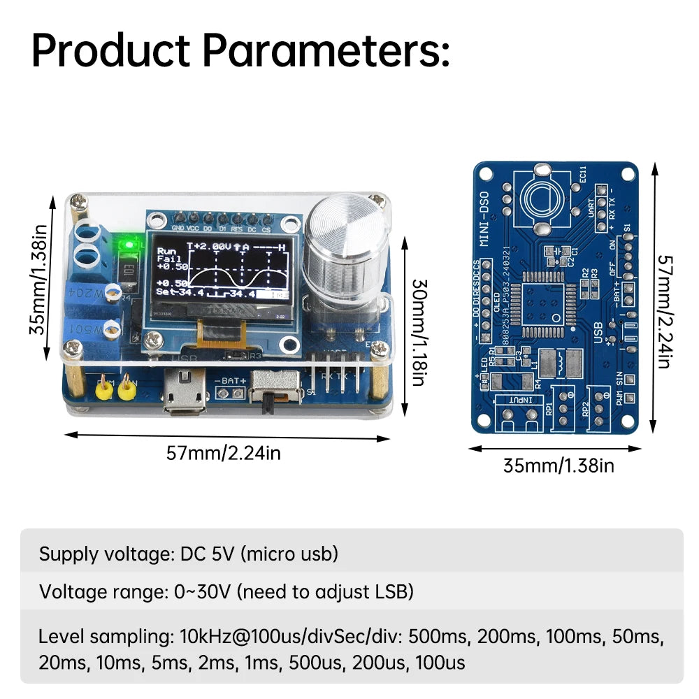 DIY Mini Digital Oscilloscope Kit STC8K8A Microcontroller Electronic Component  Soldering Practice Loose Kit