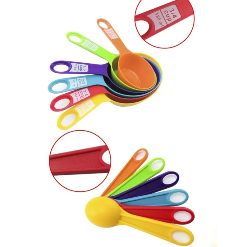 6/12Pcs Set Measuring Spoon Cup Plastic With Scale Multifunction Coffee Milk Scoop Food Baking Tools Scoop Cup Kitchen Gadgets