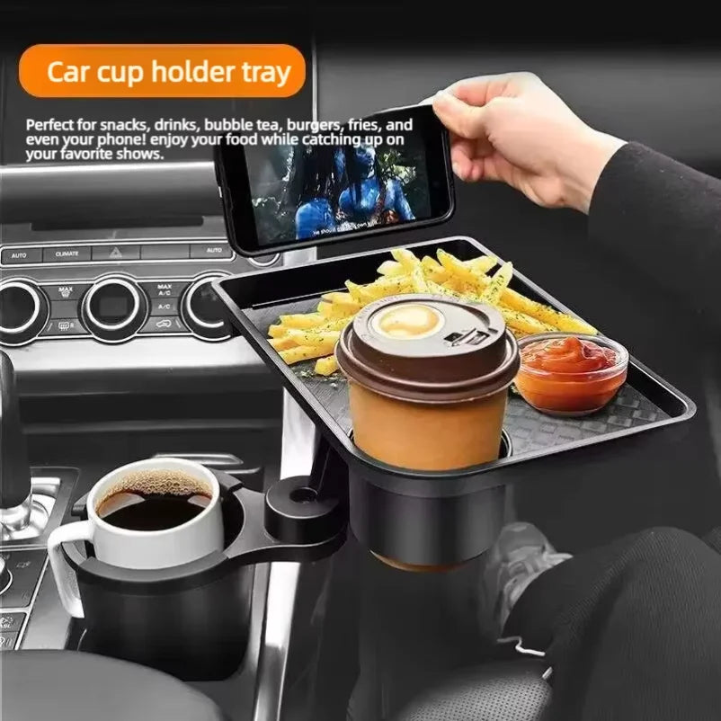 Multifunctional Car Cup Holder Extension Tray Adjustable Auto Interior Organizer Dining Table Storage For Vehicle Drinks