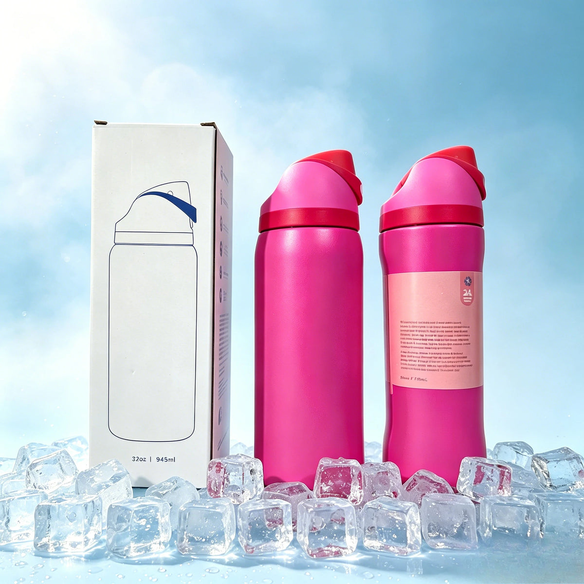 Fitness Insulated Flask Thermos Cup Stainless Steel Straw Drinking Water Bottle One-touch Open Vacuum Mug for Football Sport Use