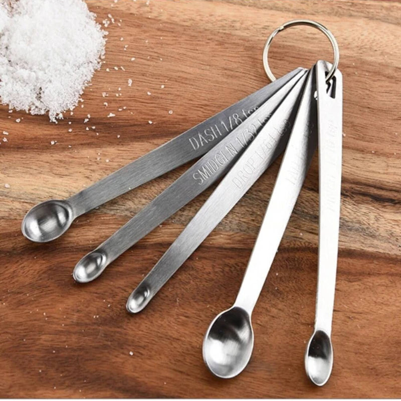 5pcs/Set Mini Measuring Spoon Baking Tools Stainless Steel Kitchen Seasoning Spoon Multiple Size Spoon Tea Seasoning Coffee Tool