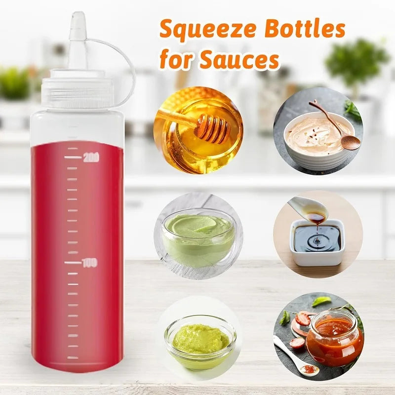 Large Squeeze Condiment Bottles with Nozzles Ketchup BBQ Sauces Olive Oil Bottle Dispenser Squeeze Sauce Bottle Kitchen Gadget