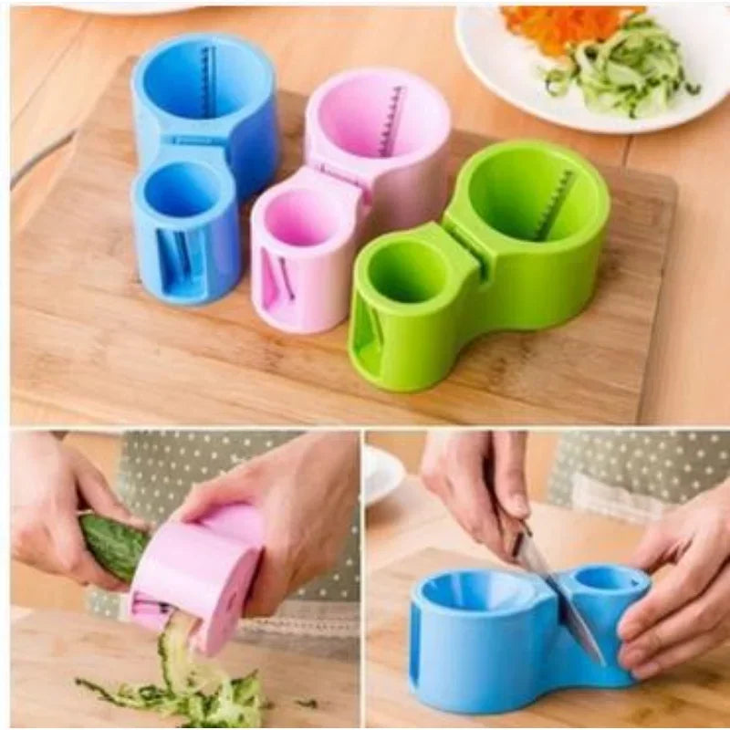 Double-head Spiral Slicer Grater Zucchini Noodle Pasta Spaghetti Maker Vegetable Cutter Peeler with Knife Sharpener Grindstone