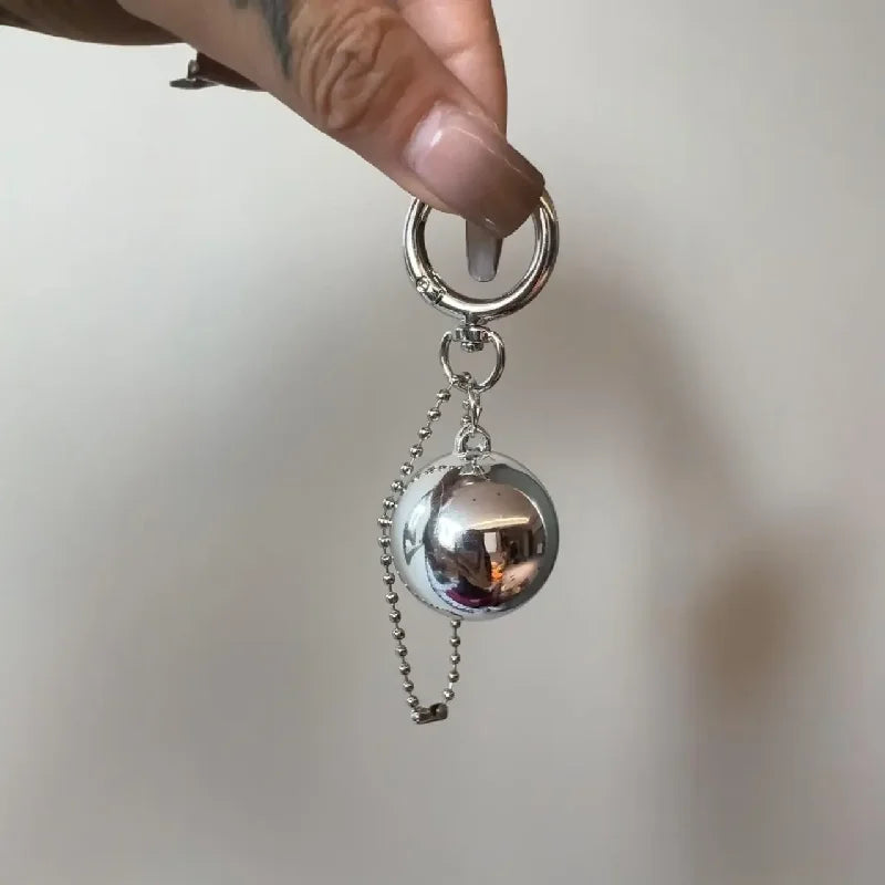 New Korean Metal Big Ball Car Key Pendant Simple Pendant Bag Pendant Earphone Case Accessories