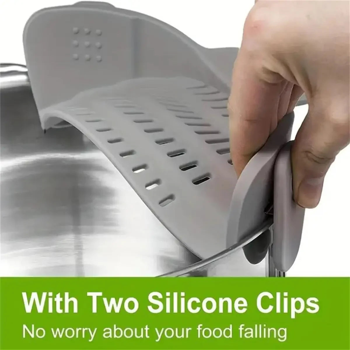 Silicone Clip Pot Strainer Anti Spill Water Drain Filter Adjust Design Pots Pans Bowls Perfect Straining Cooking Helper 1PC