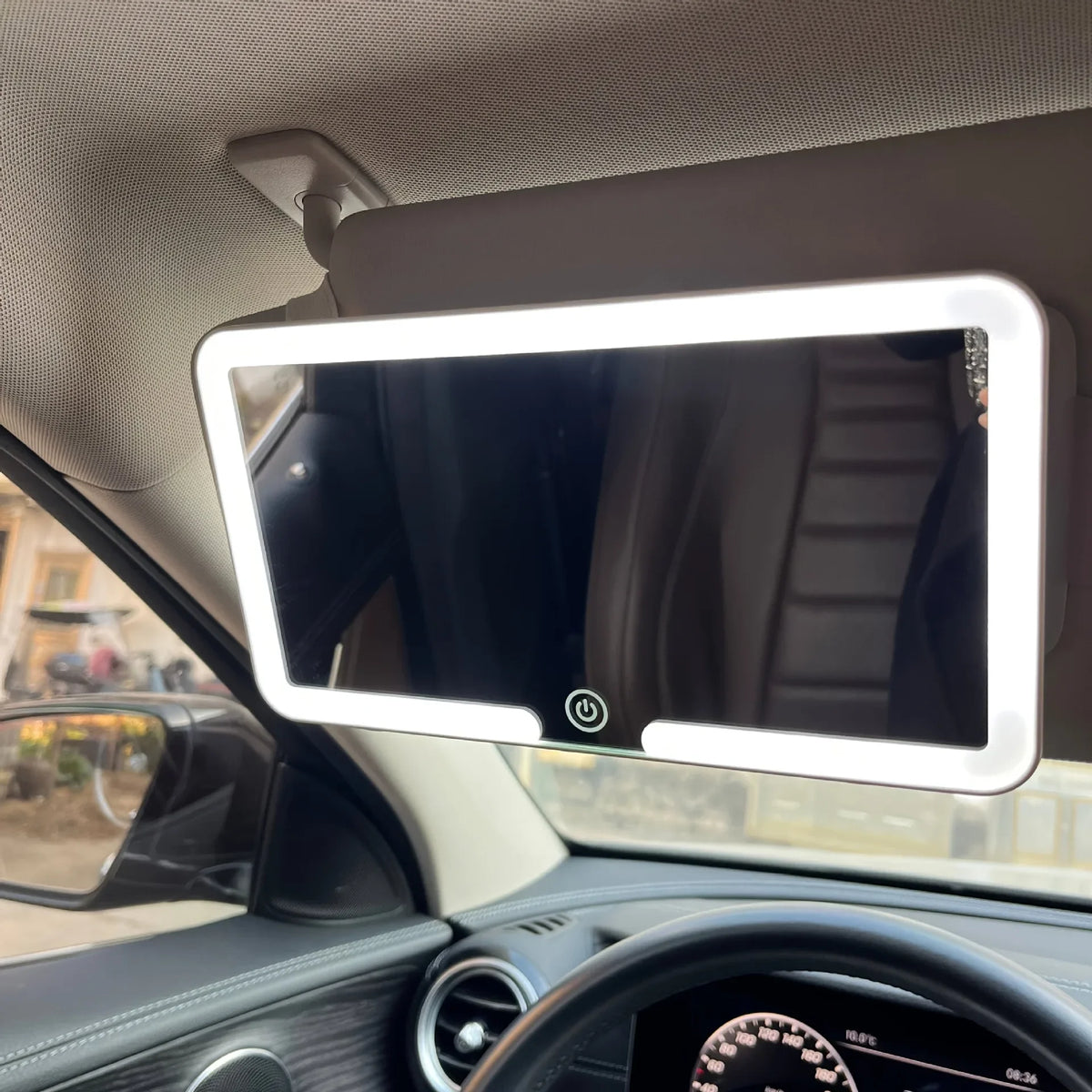 Universal Car Sun Visor Makeup Mirror with LED Fill Light, Rechargeable HD Vanity Mirror, Portable Car Interior Cosmetic Mirror