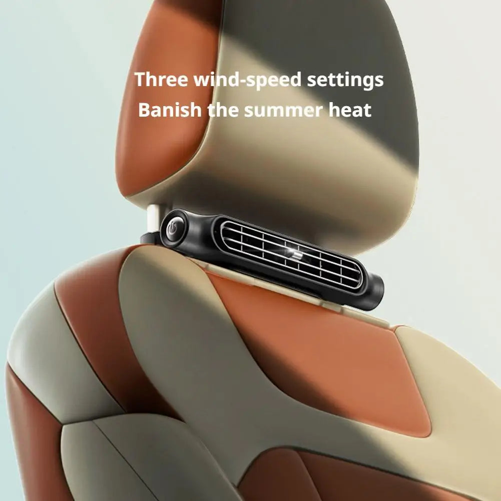 Car Fans for Backseat, Portable Car Seat Fan Rechargeable USB-C Powered Headrest Fan, Dual-Turbo 3-Speed Cooling for SUVs & RVs