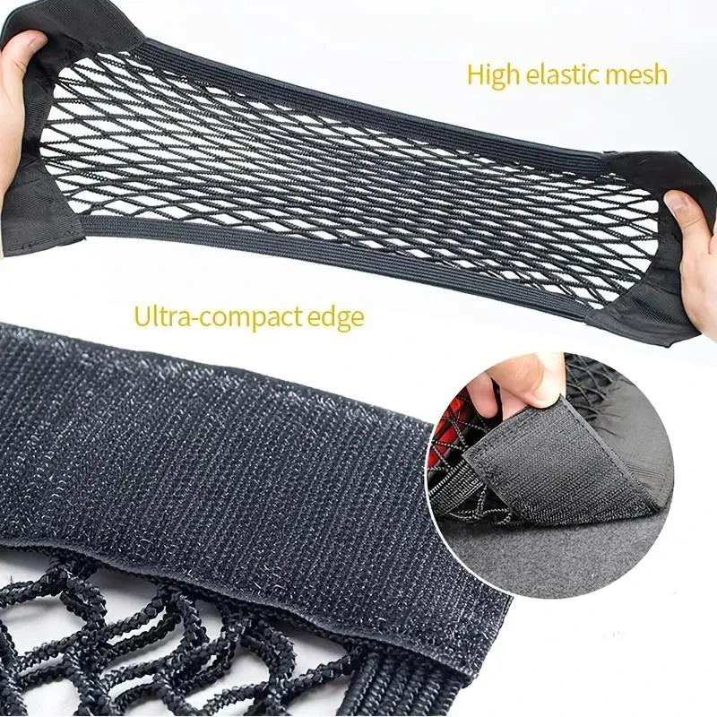 Car Seat Back Organizer Trunk Net Seat Elastic String Net Magic Sticker Mesh Storage Bag Auto Seat Back Bag Car Accessories