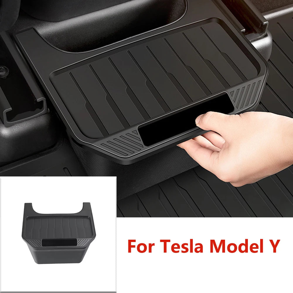 Rear Seat Storage Box for Tesla Model Y Juniper 2021-2024 Organizer Center Console Bins Backseat Trash Can Garbage Accessories