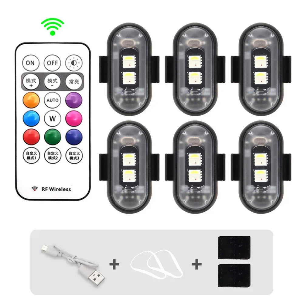 Wireless Remote Control LED Strobe Light for Car Auto Motorcycle Bike Drone Scooter Anti-collision Warning Lamp Flash Indicator