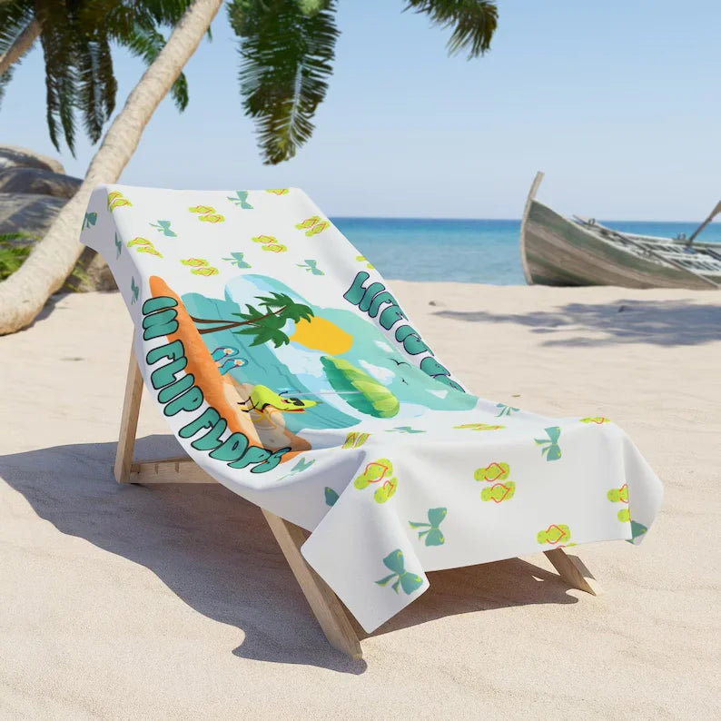 Cute Summer Towel, Quick Dry Absorbent Microfiber Beach Towel, Great for Beach & Pool Days Beach Towel Towels Bathroom