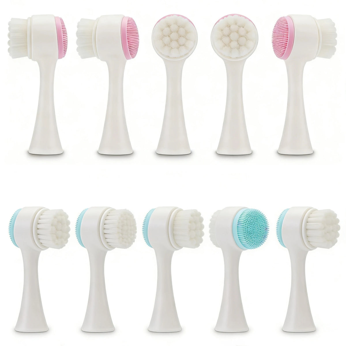 Wholesale 2/5/10PCS Double Side Facial Cleansing Brush Silicone & Soft Hair Manual Massage Facial Wash Brush Makeup Remove Tools