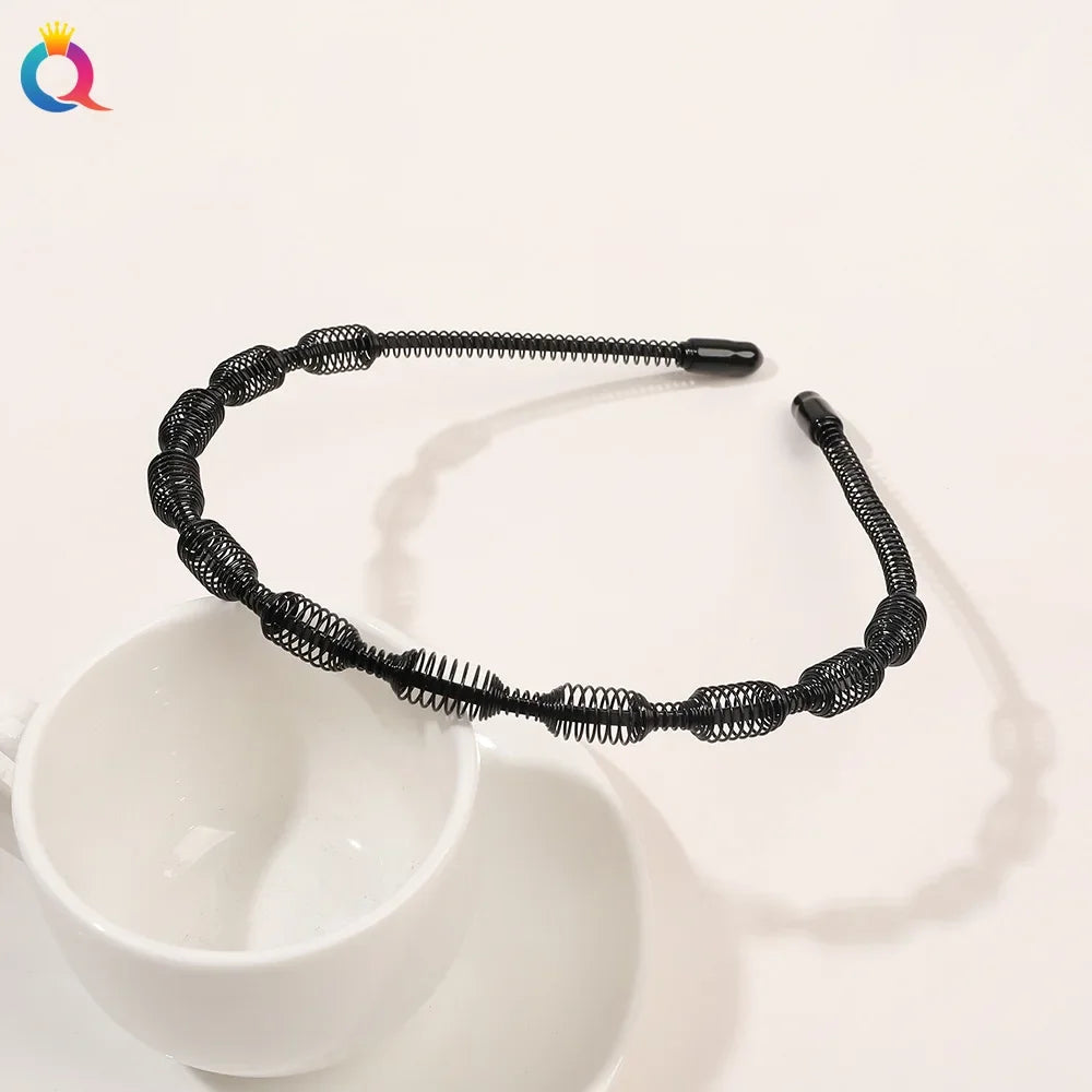 Fashion Metal Hair Band for Men Women Unisex Black Wavy Hair Head Hoop Band Sports Headband Hairband Hair Accessories Gifts