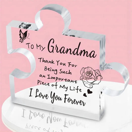 Grandma Gifts, carved acrylic puzzle shaped plaque, suitable for grandma's funny birthday and Christmas gift