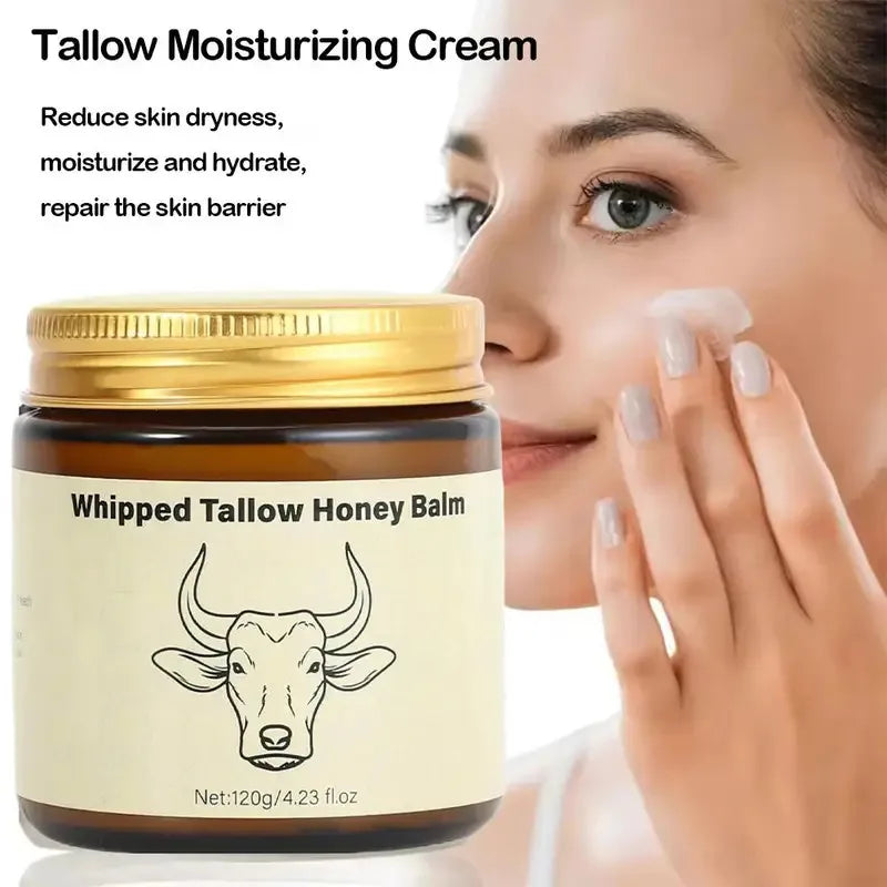 Beef Tallow Honey Moisturizer Cream - Deep Hydration Nourishing Brightening Redness Repair Pore Minimizer for Women Sensitive Dr