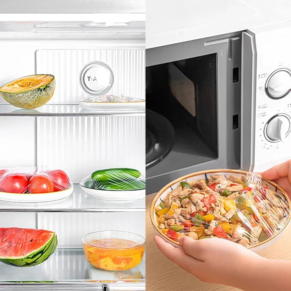100/1000x Food Covers Plastic Kitchen Disposable Fresh-keeping Lid Food Covers Elastic Warp Packaging Storage Bags Wholesale