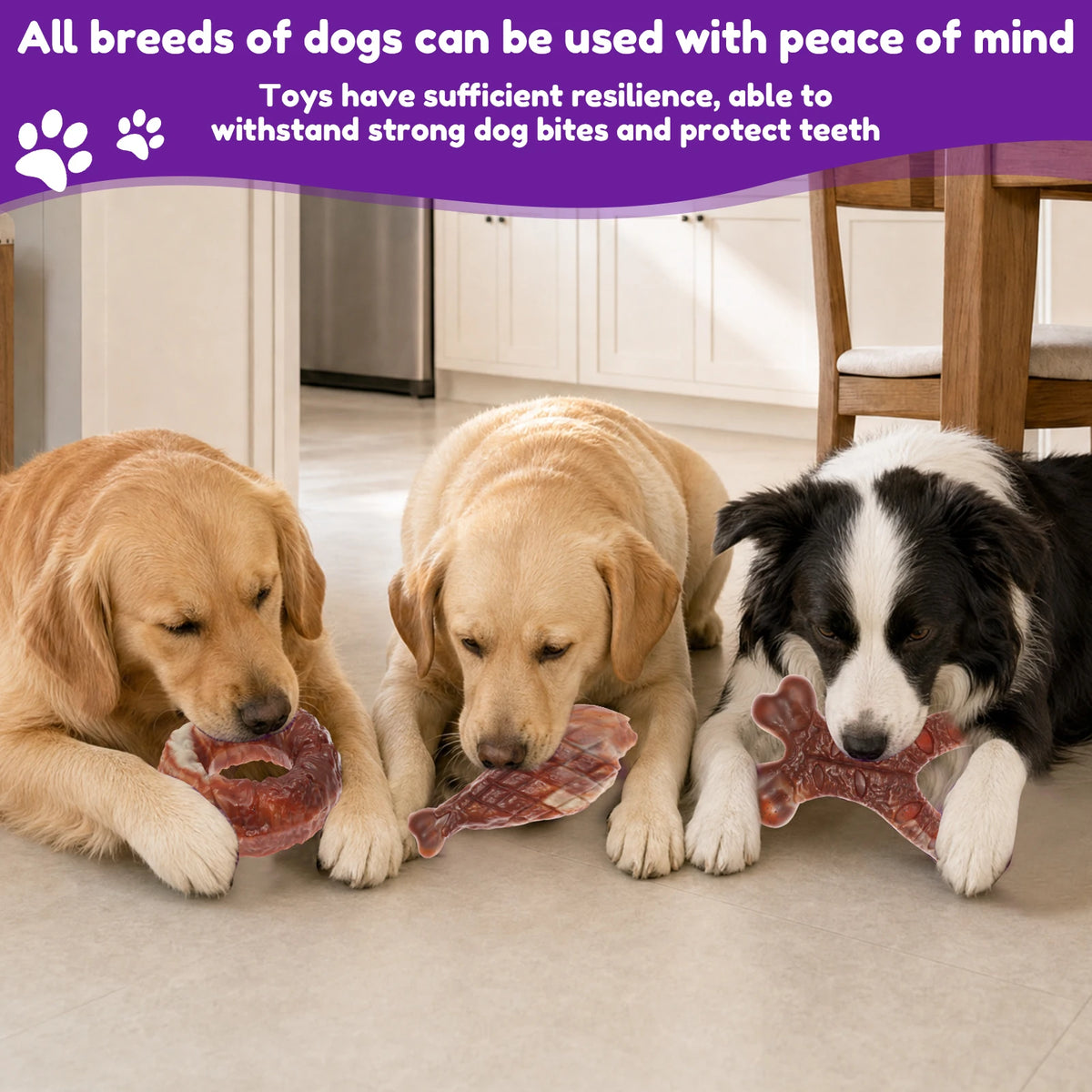 Indestructible Dog Chew Toy for Aggressive Chewers Durable Dog Teeth Cleaning Bacon Flavor Bones Chew Pet Toy