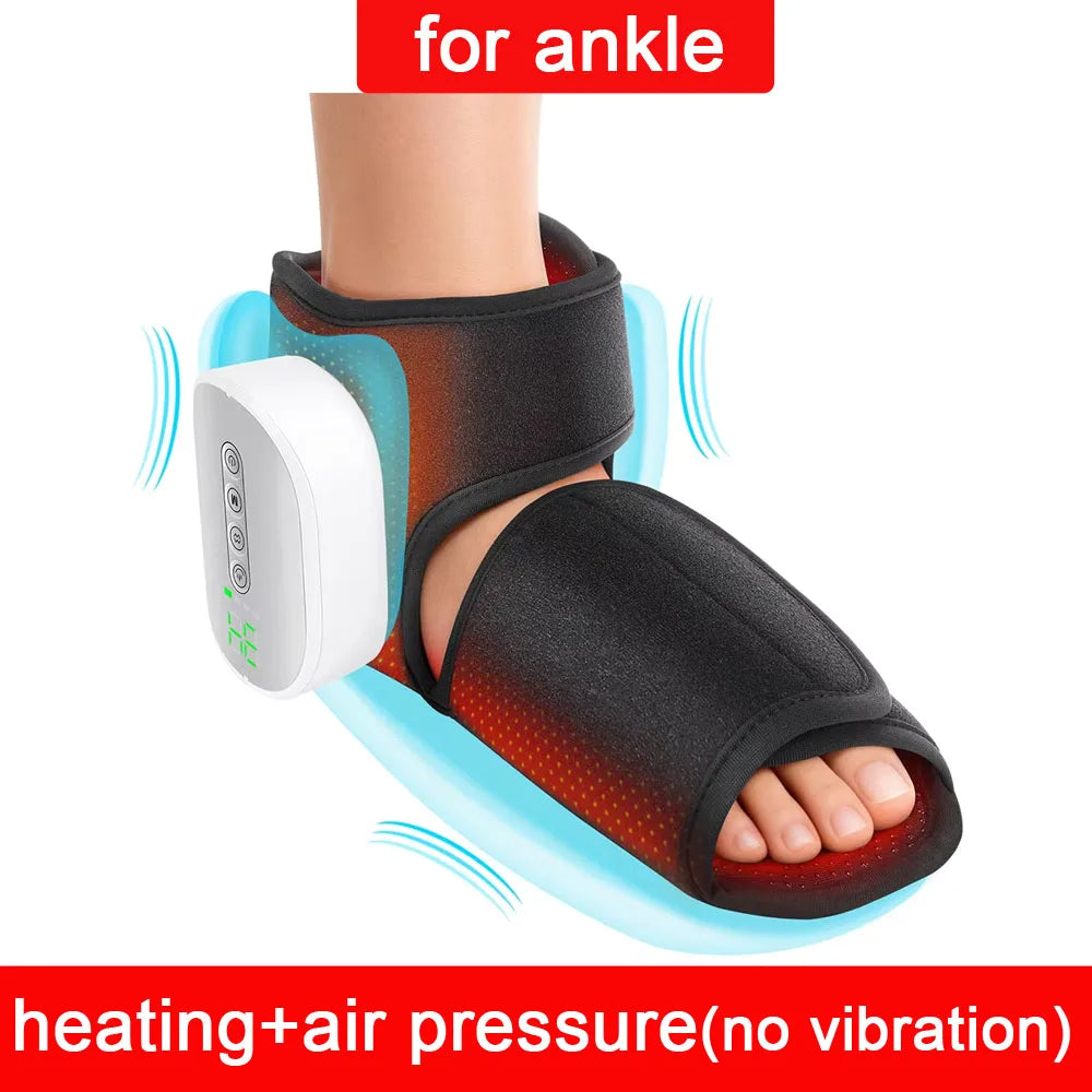 Ankle Foot Air Massager 3 Modes 5 Levels Wrap Cordless 1200mAh Vibrating Warming Sleeve Support Rechargeable Compress Joint Cuff