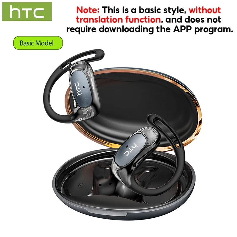 HTC NE35 Wireless Bluetooth Earphone AI Language Translation OWS Low Latency Earbuds Earhook Sports Music Headphone With Mic