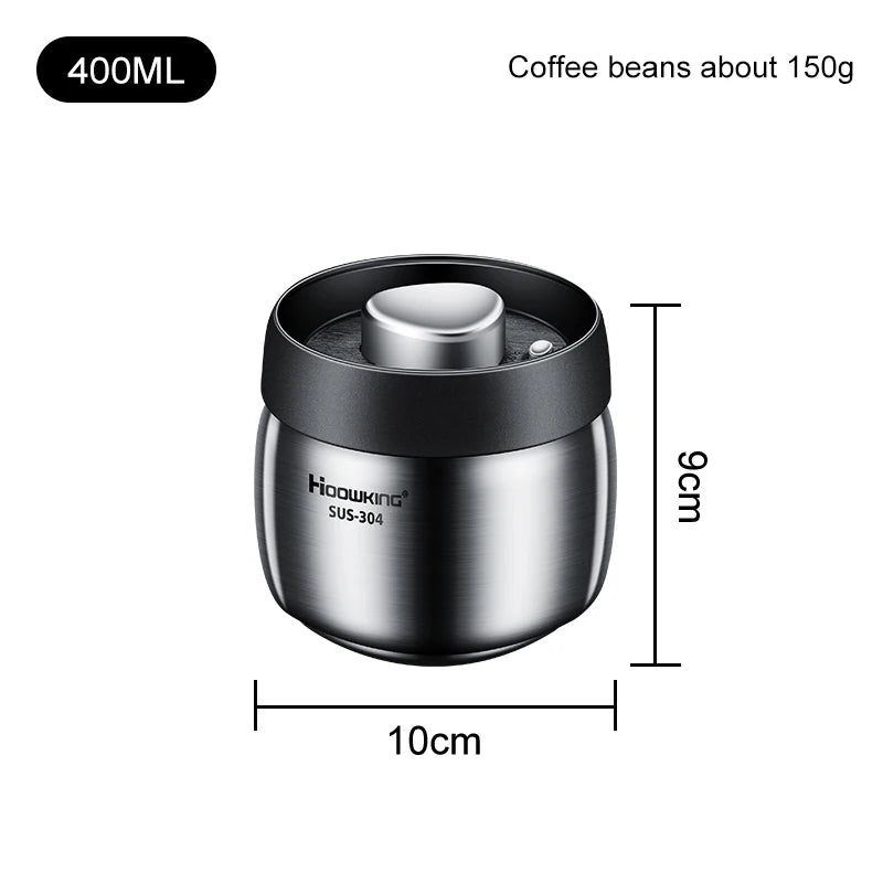 Vacuum Sealed Tank Coffee Bean Storage Tank Household 304 Stainless Steel Food Storage Jars Moisture-Proof Sealed Container