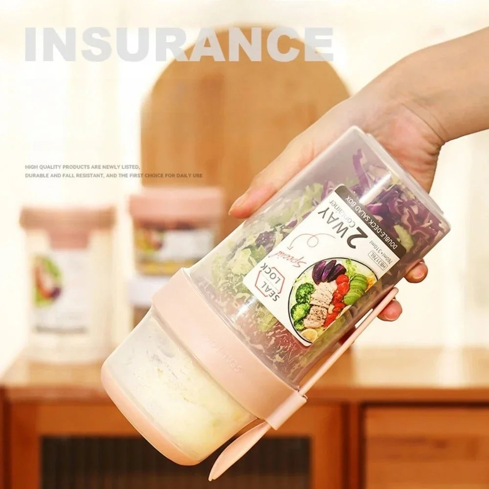 Portable Salad Cup Breakfast Cup Food Stratification Yogurt Cereal Oatmeal Snacks Parfait Containers Fruit Box Cup With Lid Fork