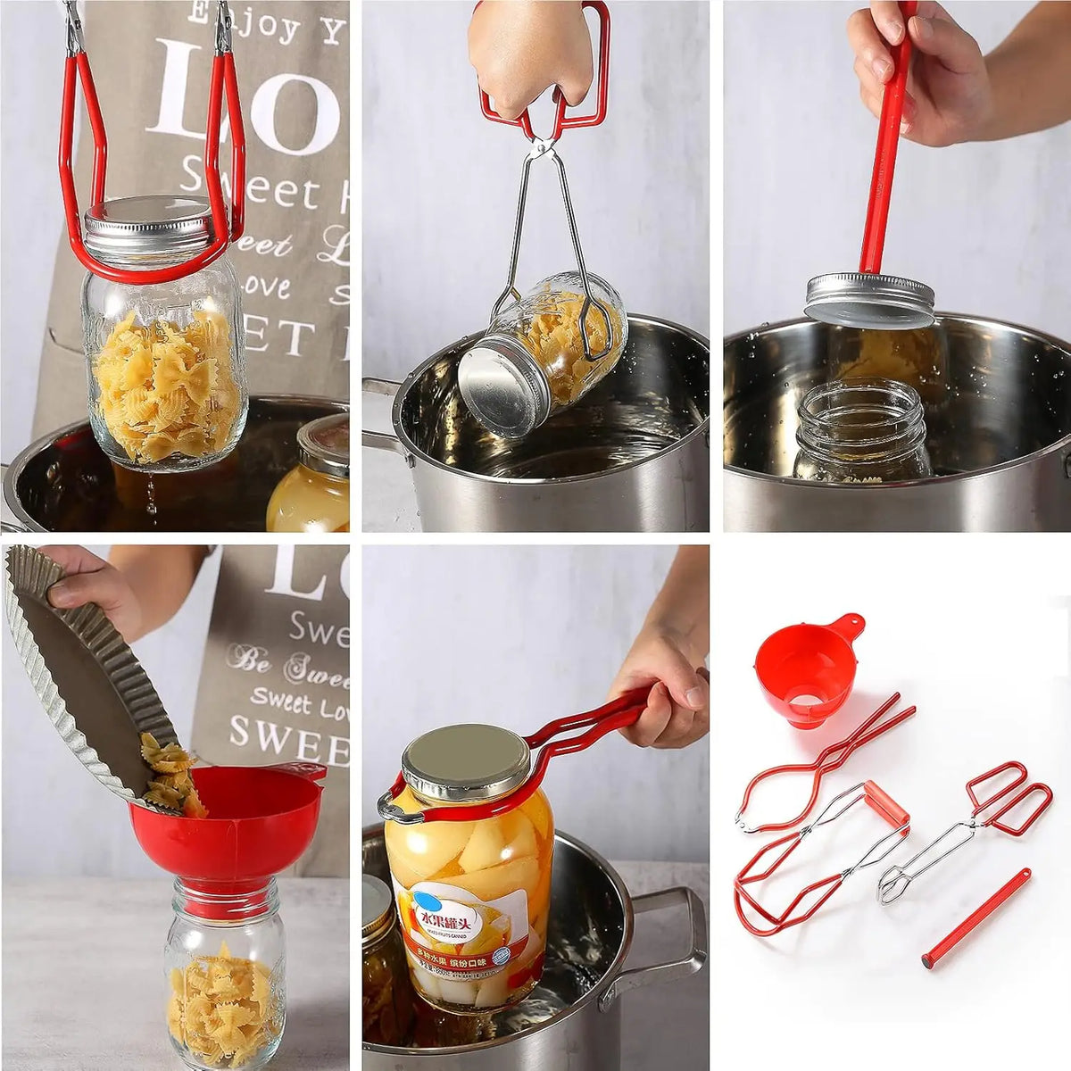 6PCS Canning Supplies Canning Kit, Canning Essentials Set Include Tongs, Wide Mouth Funnel, Jar Lifter, Jar Wrench