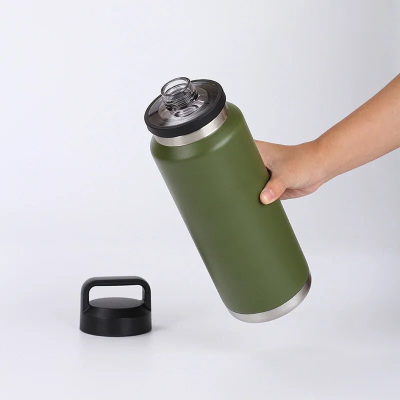 18/26/36oz 304 Stainless Steel Vacuum Flask, Large Capacity Insulated Water Bottle with Handle Lid 1pcs