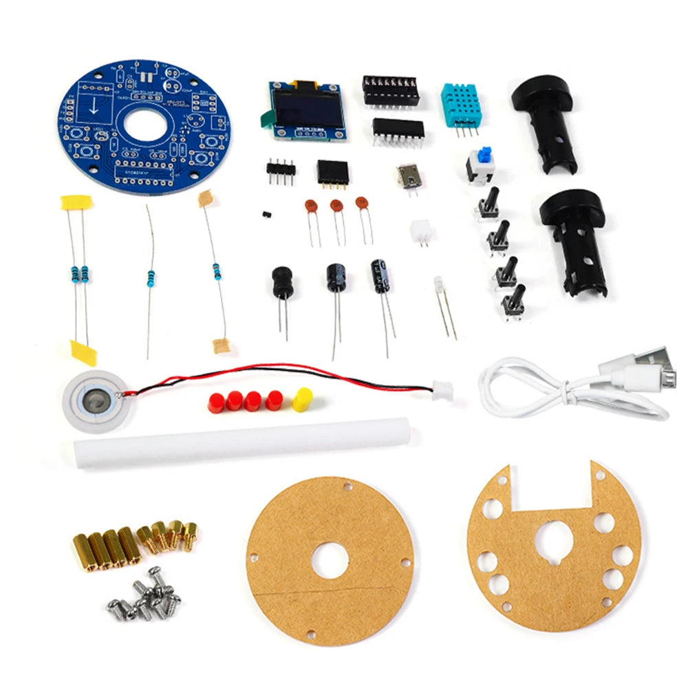 USB Humidifier Mist Electronic Diy Kit Oled Display Temperature And Humidity Spray Circuit Board Manufacturing Welding Practice