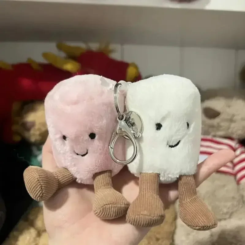 Cute Fun Two Marshmallow Keychain Cotton Candy Tone Cute Soft Two Tone Keychain Bag Pendant Accessories Dolls Pendant Xmas Gifts